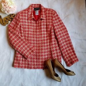 Sag Harbor Jacket Tweed Checkered Orange Zip 14